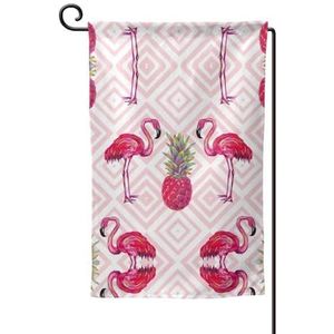 Roze Flamingo Ananas Seizoensgebonden Tuin Vlaggen Dubbelzijdig 12 X 18 Inch Yard Vlaggen,Kleine Tuin Vlaggen Voor Buiten