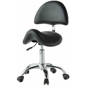 Tandheelkundige Zadelstoel Met Rugleuning, In Hoogte Verstelbaar, 76-92 Cm, Met 360° Draaibare PU-wielen For Schoonheidssalon, Massage, Tandartskliniek, Thuiskantoor, Gebruik(Black)