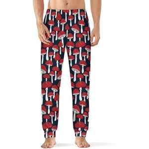 Rode paddenstoelen heren pyjama broek print lounge nachtkleding bodems slaapbroek S