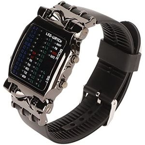 Binair Polshorloge, Kleurrijk Matrix LED Digitaal Horloge met Siliconen Band, Modieus Klassiek Zwart Verguld LED-achtergrondverlichting Armbandhorloge, Elektronisch Horloge
