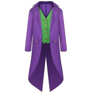 Joker-kostuum voor mannen,Piratenjas Heren Steampunk Jas Slipjas | Piratenjas Heren, Steampunk Kostuum Heren, Steampunk Slipjas Lichtgewicht, comfortabel en stijlvol voor jongens van 6-14 jaar Huasean