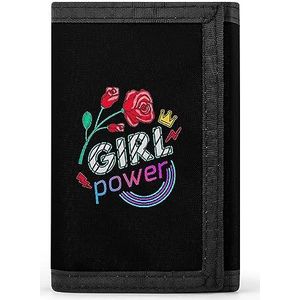 Meisjes Power Rose Mode Driebladige Portefeuilles voor Mannen Ultra Dunne Kaarthouder met ID Venster voor Werk Reizen Buiten