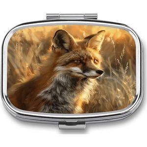 Fox in Field Travel Pill Organizer Draagbare Dagelijkse Waterdichte Pil Case Kleine Geneeskunde Opslag Container voor Vitaminen Visolie Kabeljauw Leverolie Oordopje Opslag