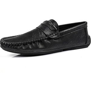 Herenloafers Ronde neus PU-leer Penny Loafers Antislip Flexibele antislip Mode-instapper (Color : Black, Size : 40 EU)