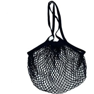 MZPOZB Draagbare Katoenen Mesh Tas 3Pcs Lange Handvat Herbruikbare Mesh Opbergzakken Katoen Boodschappentassen Voor Groente Fruit String Boodschappentas Tote Handvat Opbergzakken Mesh Zakken, Zwart,