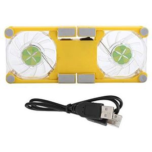 Laptopkoelpad, DR-S02 Opvouwbare laptopkoeler met dubbele ventilatoren, draagbare USB-gevoede notebookradiatorkoeler Standaard Koelbasis met antislipbevestiging(geel)