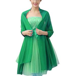 YAOMEI Sjaal van chiffon, halsdoek, stola, omslagdoek, halsdoek voor bruiloften, bruid, bruidsmeisjes, avondgarderobe, groen