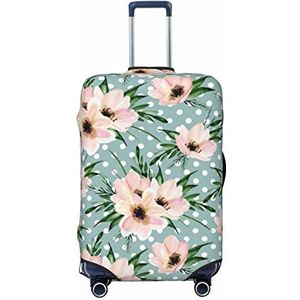WOWBED Polka Dots Bloemen Gedrukt Koffer Cover Elastische Reizen Bagage Protector Past 18-32 Inch Bagage, Zwart, S