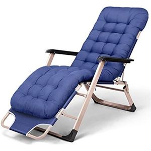 GEIRONV Lounge vouwstoelen, verwijderbare stoelkussen strandstoelen draagbare buitentuin kantoor lunchpauze stoel Fauteuils (Color : Blue)