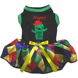Petitebelle Happy Cinco De Mayo Cactus Shirt Tutu Puppy Kleding Jurk, XXX-Large, White/Rainbow Polka Dots
