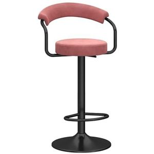 Draaibare barkrukken, in hoogte verstelbare tegenkrukken Barstoelen, fluwelen keukeneilandstoel met rugleuning en zwarte voetsteun Barkrukken for ontbijtkeuken (Color : Pink, Size : Seat height 45-6