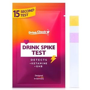 DrinkCheck drinkveiligheidsteststrips, 20 tests, detecteer schadelijke stoffen in enkele seconden, draagbare persoonlijke beveiligingsset voor clubs en feesten, conform de Californische wetgeving