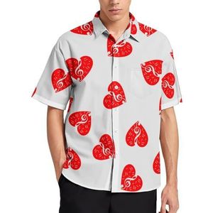 Muziek hart notes3 zomer heren shirts casual korte mouw button down blouse strand top met zak 4XL