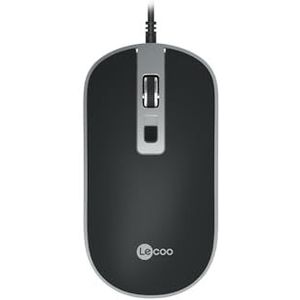 lecoo USB-Muis MS104 Zwarte Ambidextrous Plug en Play 1600 DPI Regelbare Kabel 140 Cm Optische Sensor