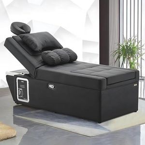 MegLob 3 in 1 Shampoo Bed, Spa -Bed Van Het Japanse Hoofd, Zware Massagetafel Met Waterval Haarwasbassin, Schoonheidssalon Gezichtsbed Met Voetbadfunctie, Spa -Uitrusting Watercirculatie, Zwart