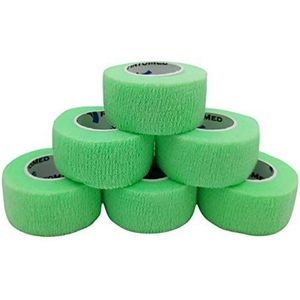 PintoMed - 6 x Groen Neon - Samenhangend Verband - Cohesive Bandage - 6 rollen x 2,5 cm x 4,5 m Zelfklevende Flexibele Verbanden, EHBO, Sportverbandverbanden - Pak van 6