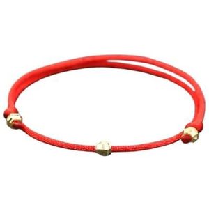Handgemaakte roestvrijstalen bedelarmband dun rood touw draad string armbanden geschikt for vrouwen mannen paar mode-sieraden cadeau(Color:Beads red)