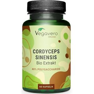 Vegavero BIOLOGISCHE Cordyceps sinensis | 650 mg organisch CS-4-extract (12:1) | 30% polysachariden en 30% polyfenolen | Zonder toevoegingen