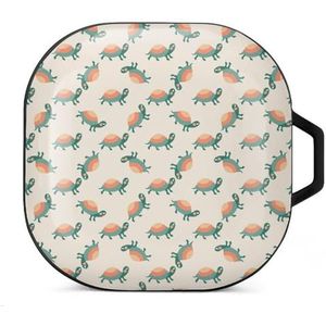 Cartoon schildpad oordopjes hoesje compatibel met Samsung hard shell beschermhoes zwart stijl