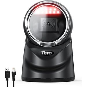Tera Pro 2D QR Desktop Barcodescanner Omnidirectionele Verstelbare Scankop, USB Wired Handsfree Platform Automatische Barcodelezer voor Markt Retail Store Telefoonscherm Betaling, 9100