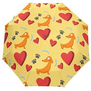 Jeansame Leuke Gele Hond Puppy Liefde Valentijnsdag Verjaardag Vouwen Compacte Paraplu Automatische Regen Paraplu's voor Vrouwen Mannen Kid Jongen Meisje