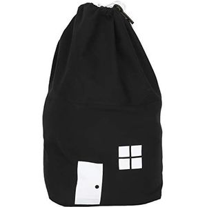 Opbergtas Mini-huisvormige Canvas Opbergtas Tassen met Trekkoord Organisator voor Het Verzegelen van de Tas Opbergruimte Speelgoed Kleding Schoenen Diversen (Groot zwart)