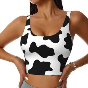 Zwart-wit Koe Print Print Vrouwen Workout Tank Tops Racerback Mouwloos Sport Vest Voor Yoga Gym Atletische, Zwart, S