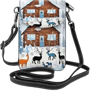 chenfandi Winter Fawn Crossbody-tas met ritssluiting, schoudertas voor dames met kaartsleuf, afneembare schouderriem, 19,2 x 12,5 cm., Zwart, Eén maat