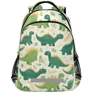 Wzzzsun Groene dinosaurus puppy's cartoon rugzak kinderen meisjes jongens schooltassen reflecterende daypack reistas voor dames heren, Schattige mode, 29.5 X 17.5 X 42.5 cm