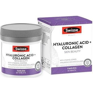 SWISSE Collageen en Hyaluronzuur - Collageensupplement met Vitamine C E Koper, 30 Tabletten, Beschermt tegen Oxidatieve Stress voor een Elastische Huid, Rimpelverminderend Supplementen, Made in Italy