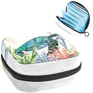 Opbergtas voor maandverband Pads, Menstruatie Cup Pouch, Periode Bag Organizer voor vrouwelijke Pads Tampons, Zeeschildpad