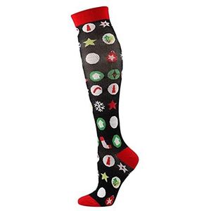 De mannen en vrouwen hebben skilaarzen sokken Veelkleurige kerstkousen over de knie for dames(A)
