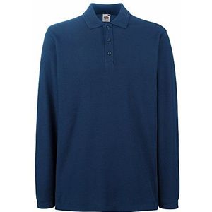 Fruit of The Loom Unisex Polo Premium lange mouwen, donkerblauw, XL