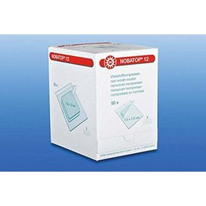 Nobatop 12 vliesstofcompressen 50 x 2 stuks steriele compressen (7,5 x 7,5 cm)