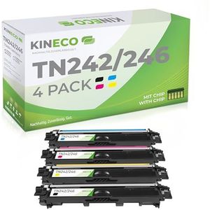 Kineco 4 toner compatibel voor Brother TN-242 TN-246 voor Brother DCP-9017CDWG1 9017CDWG1 9022CDW HL-3142CW 3172CDW 3152CDW MFC-9142CDN 9342CDW 9332CDW - zwart 2.500 pagina's, kleur 2.200 pagina's elk