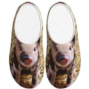 EdWal - Pantoffels - Zwart - Varkenprint - Winter Warme Slippers Indoor Anti-slip Pluche