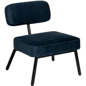 LOLAhome Lage stoel, blauw, van stof en metaal, 58 x 59 x 71 cm
