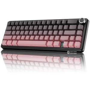 MAMBASNAKE X ATTACK SHARK X66 65% Draadloos Mechanisch Toetsenbord met Knop, Hot Swap RGB Gaming Toetsenbord 60 Procent, BT/2.4G/USB-C, Lineaire Schakelaar, Zijkant Bedrukte PBT Toetskap - Blackberry