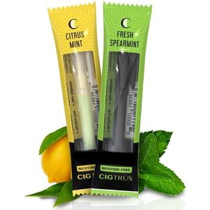 Cigtrus Rookloze luchtinhalator - tabaksvrij, nicotinevrij en niet-elektrisch | Hulp voor orale fixatie | Habit Vervangende ademstok | 2 stuks (verse groene munt en citroenlimoen)
