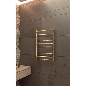 Elna Gold Handdoekradiator voor Beauty & Lifestyle, elektrisch, 133 W, 805 x 530 mm, roestvrijstalen designradiator, met timer en thermostaat, IP44, wandmontage voor stijlvolle badkamers