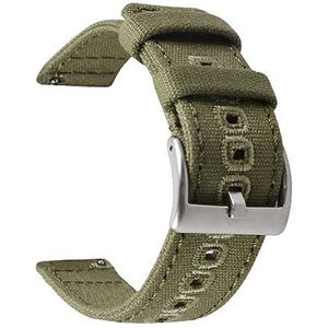 EDVENA 18mm 20mm 22mm Gevlochten Canvas Band Compatibel Met Samsung Galaxy Watch 3/4 40mm 44mm Classic 46mm 42mm Quick Release Armband (Color : Army green silver, Size : 20mm)