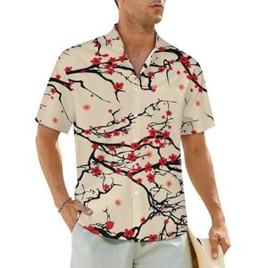 Japanse stijl kersenbloesem herenoverhemden korte mouwen strandshirt Hawaiiaans shirt casual zomer T-shirt 3XL