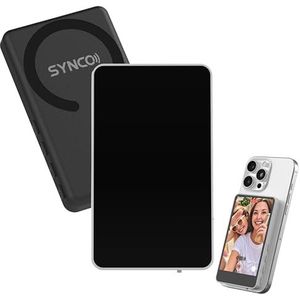 SYNCO XView M4 Vlog-Selfie-monitor, 5 inch, draadloos 1080p touchscreen met magnetische houder en bluetooth-afstandsbediening, voor iPhone en Android, zwart