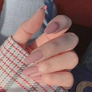 Halloween False Nails Black Press on Nails Matte Stick on Nails Artificial Fake Nails 24Pcs for Women and Girls(Pink)