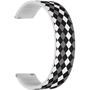 RYANUKA Solo Loop Band Compatibel met Amazfit GTR 2e / GTR 2 / GTR 3 Pro/GTR 3 / GTR 4 (Geruite Diagonal Plaid) Quick-Release 22 mm rekbare siliconen band band accessoire, Siliconen, Geen edelsteen