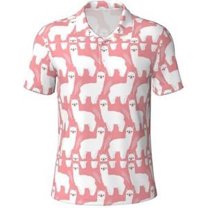 Jkkghll Alpaca lama print ademende polo korte mouwen T-shirts casual uitstapjes camping golf lente zomer, Zwart, S