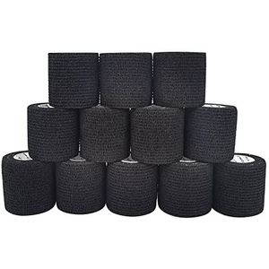 COMOmed Cohesive Bandage Elastic Bandage Hand Bandages Knee 5cm x 4.5m Black 12 Rolls…