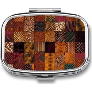 Pillendoos 2 compartimenten medicijn pillendoosje Afrikaanse stijl patchwork bedrukte draagbare pillendoos reizen pillenorganisator voor zak portemonnee dagelijkse geneeskunde vitamine doos visolie