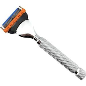 Parker scheermesje met 5 mesjes voor Fusion Blades - gewogen, getextureerde grip voor glad, trekvrij scheren | Luxe cadeau-klaar scheermes met Fusion Blade inbegrepen