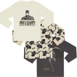 Batman Three Pack 100% gekamd katoen T-shirts met lange mouwen, Meerkleurig, 3-4 jaar